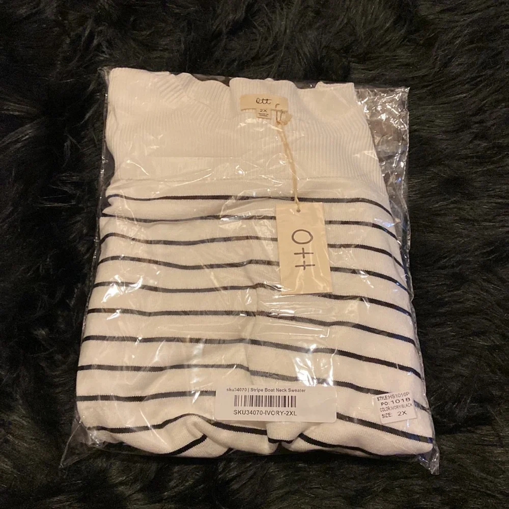 Women’s OTT (Brand) Stripe Boat Neck Sweater. 2XL - Picture 4 of 6